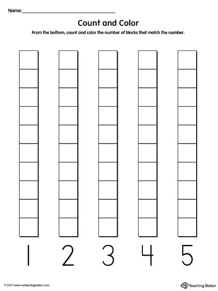 Count And Color Numbers 1 5 Printable Worksheet MyTeachingStation