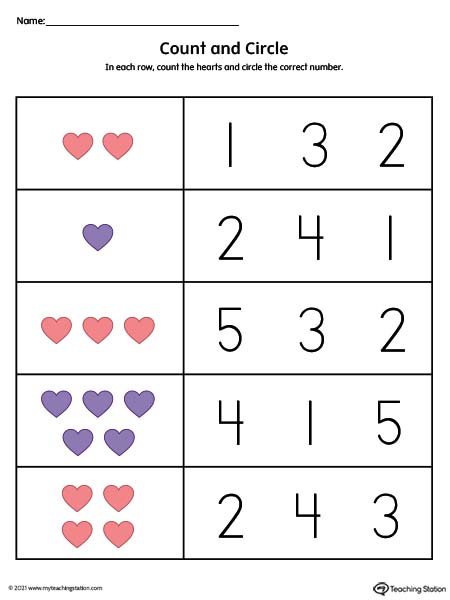 Count and Match Numbers 1-10 Worksheet (Color)
