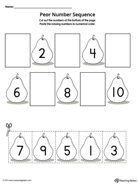 Number Worksheets Cutting And Pasting Numbers In Order For Preschool