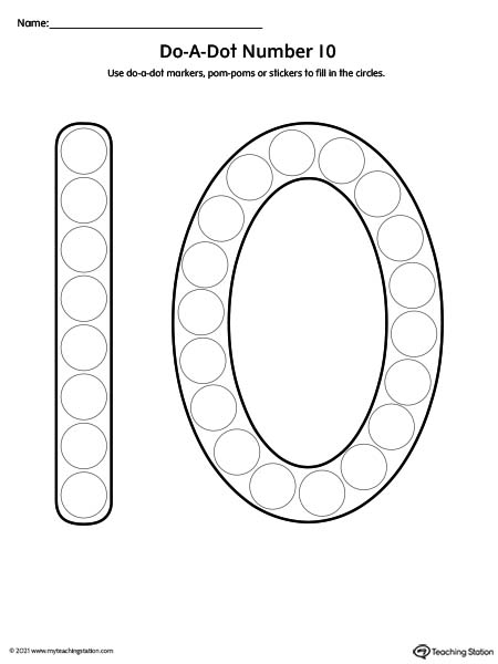 Do-A-Dot Number 10 Printable Worksheet