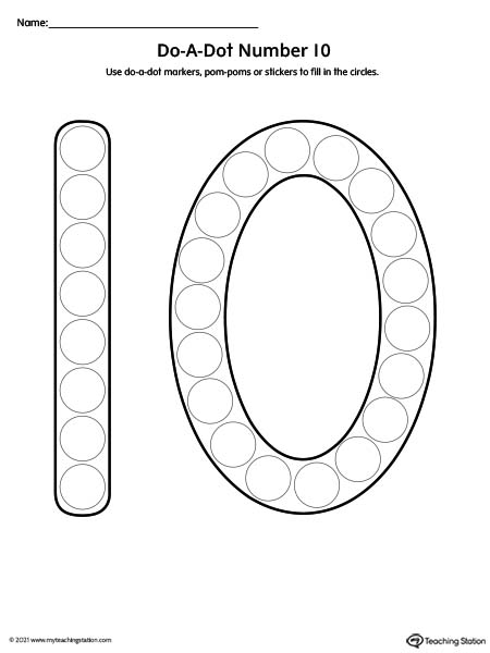 Do A Dot Number 10 Printable Worksheet MyTeachingStation