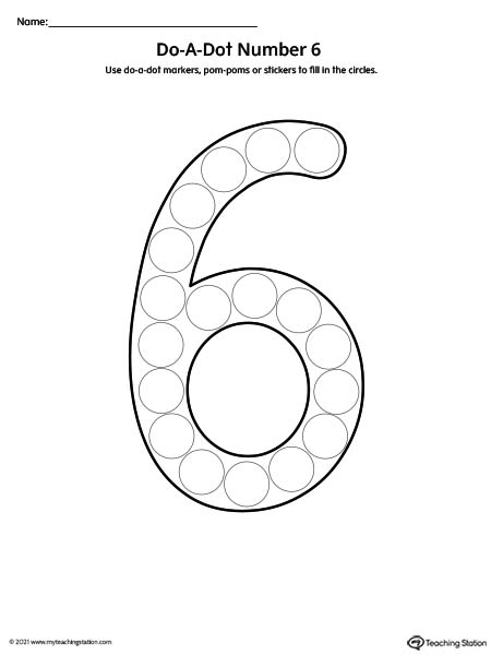 Do A Dot Number 6 Printable Worksheet MyTeachingStation