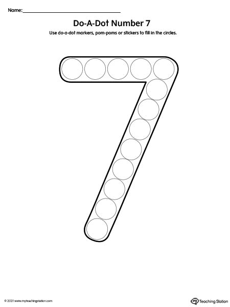 Number seven do-a-dot printable activity.