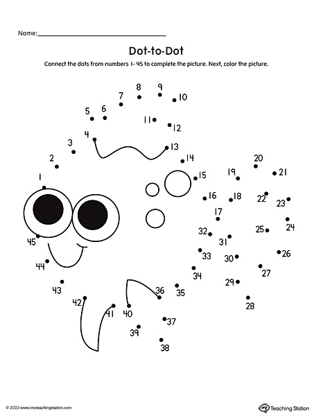 Dot-to-Dot Fish Printable Worksheet