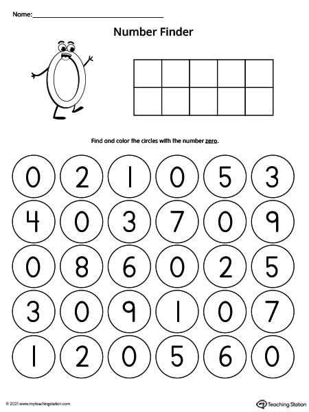 Find number zero printable worksheet. Search and find worksheets are a great way for kids to practice number recognition.
