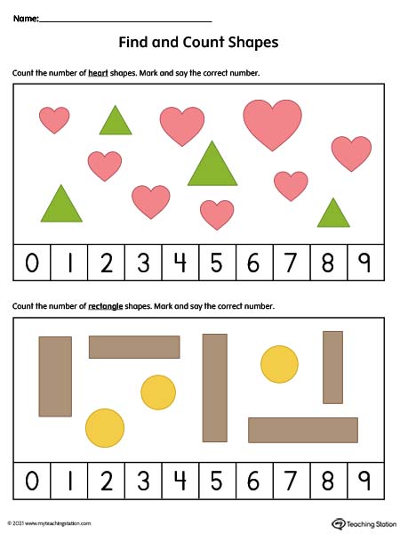 Find and Count Shapes Worksheet (Color)
