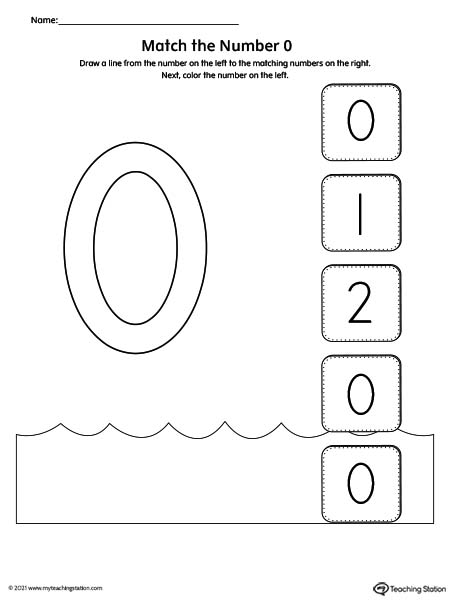 Match the Number Printable Worksheet: 0