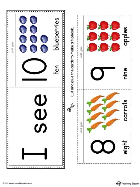 Numbers 0-10 Flipbook Printable (Color)