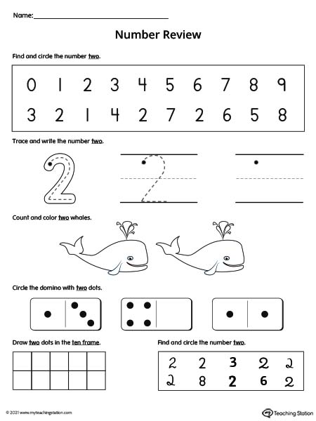 Number 2 Review Worksheet | MyTeachingStation.com