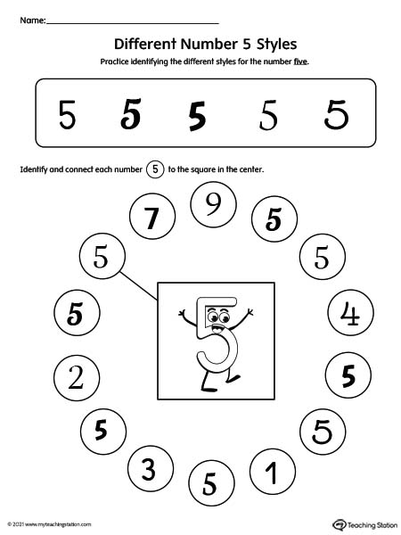 Number 5 Variations Worksheet