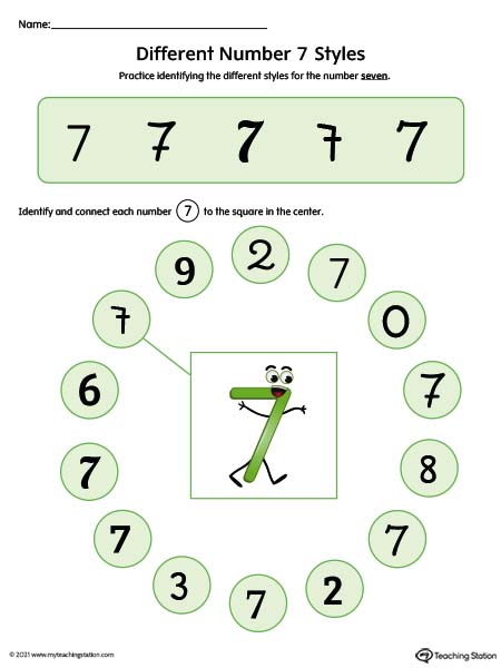 Number 7 Variations Worksheet (Color)