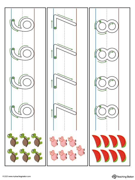 Number Formation Cards: 6-7-8 (Color)