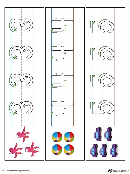 Number Formation Cards: 3-4-5 (Color)