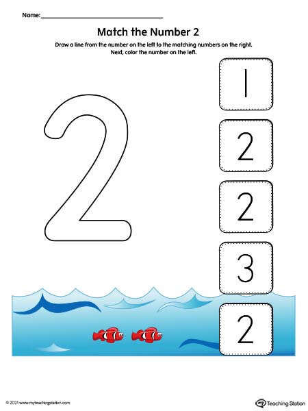 Practice number recognition by drawing a line to the matching numbers in this printable worksheet. Featuring number one. Available in color.