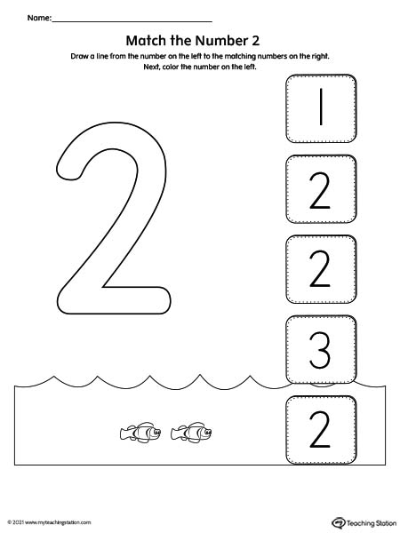 Practice number recognition by drawing a line to the matching numbers in this printable worksheet. Featuring number one.