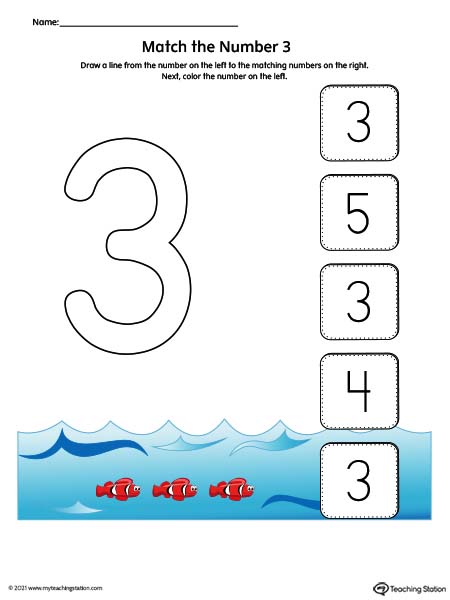 Practice number recognition by drawing a line to the matching numbers in this printable worksheet. Featuring number one. Available in color.