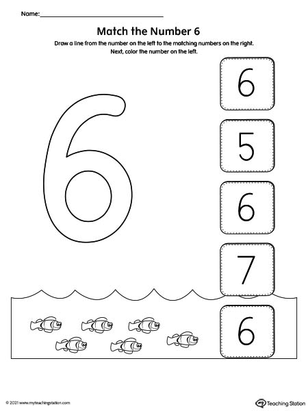 Practice number recognition by drawing a line to the matching numbers in this printable worksheet. Featuring number one.