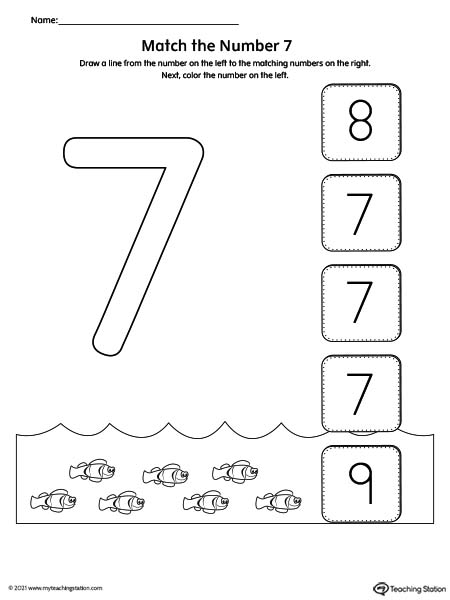 Practice number recognition by drawing a line to the matching numbers in this printable worksheet. Featuring number one.