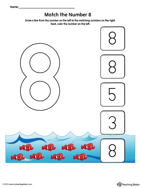 Practice number recognition by drawing a line to the matching numbers in this printable worksheet. Featuring number one. Available in color.