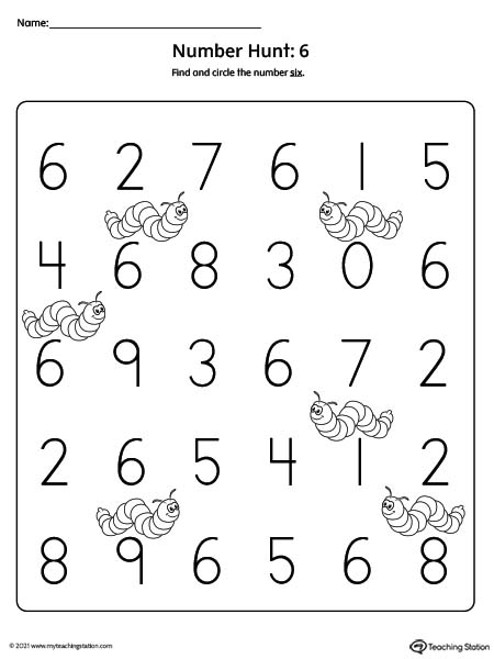 Number Recognition Worksheet: Find and Circle Number 6 |  MyTeachingStation.com