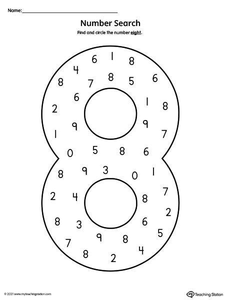 Number Search Worksheet: 8