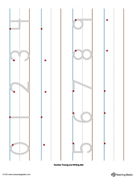 Printable Number Tracing & Writing Mat (Color)