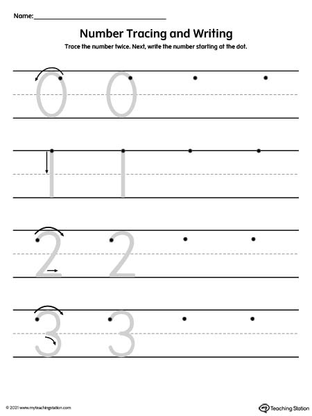 Number tracing and writing mat - PDF printable.