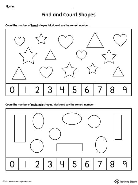 Counting shapes with this pre-k math worksheet.