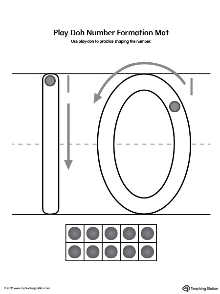 Play Doh Number Formation Printable Mat 10 MyTeachingStation