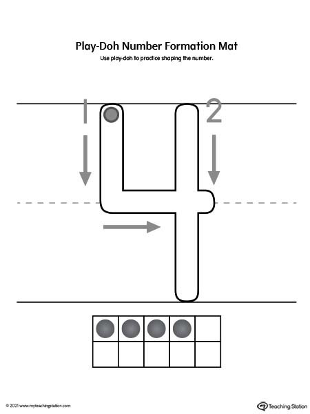 Play-Doh Number Formation Printable Mat: 4