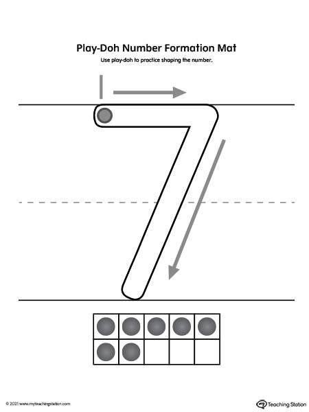 Play-Doh Number Formation Printable Mat: 7