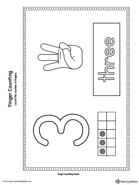 Classroom finger counting printable number cards for preschoolers.