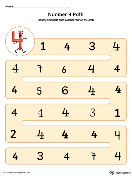 Different Number Styles Worksheet: 4 (Color)