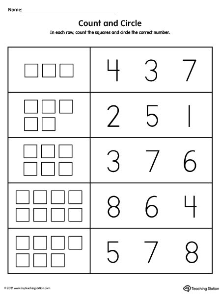 Counting Numbers 1-10 Worksheet: Shapes