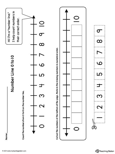 number line 0 10 printable activity myteachingstation com