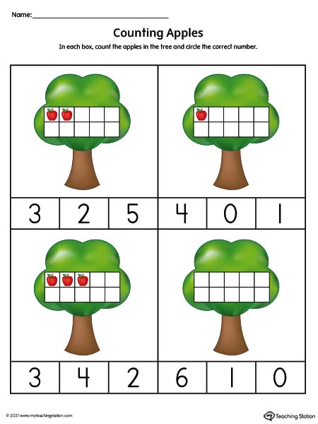 Ten Frame Counting Numbers 1-10 Worksheet (Color)