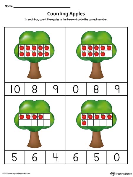 Preschool and kindergarten ten frame printable worksheets for numbers 1-10. Available in color.