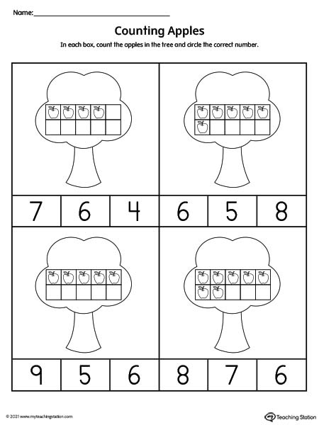 Ten frame printable worksheet for numbers 1-10.