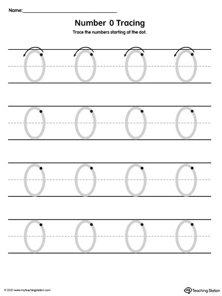 Number Tracing Mat: 0