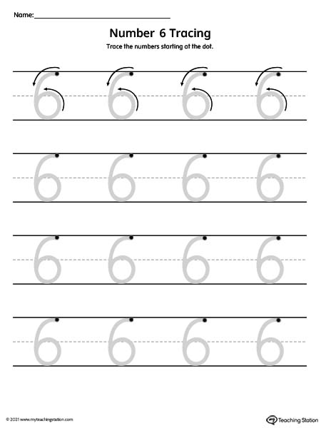 Number Tracing Mat: 6
