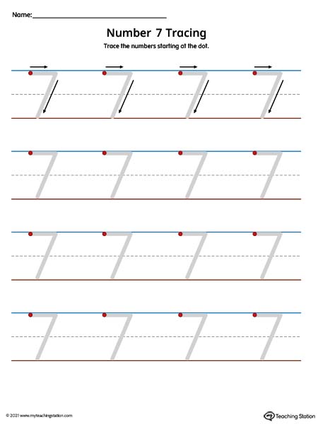 Number Tracing Mat: 7 (Color)