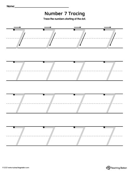 Number Tracing Mat: 7