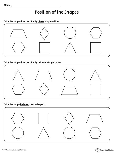 Positional Words Worksheet: Above, Below, Between