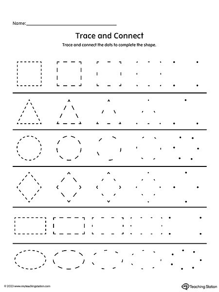 Trace and Connect the Dots to Complete the Shapes