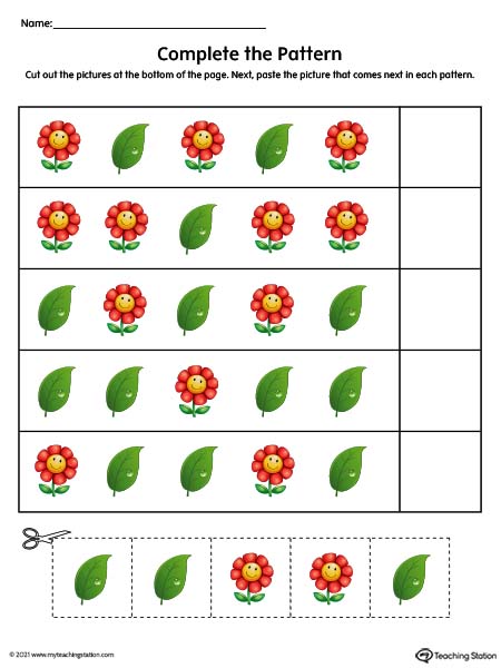 Cut And Paste Pattern Worksheets For Kindergarten Worksheets For 