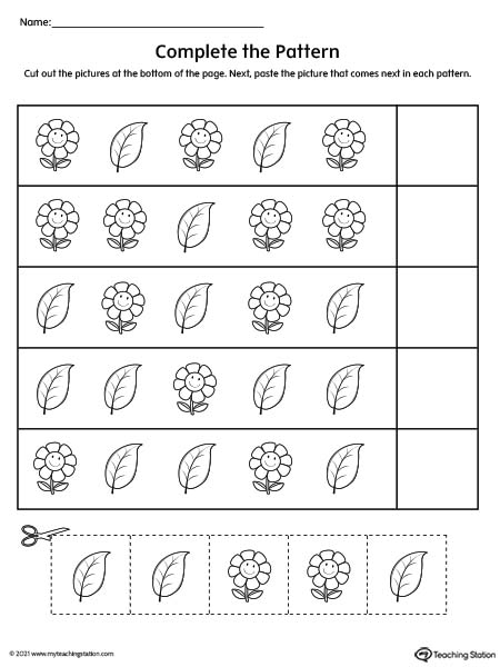 Complete the Pattern Worksheet: Cut & Paste