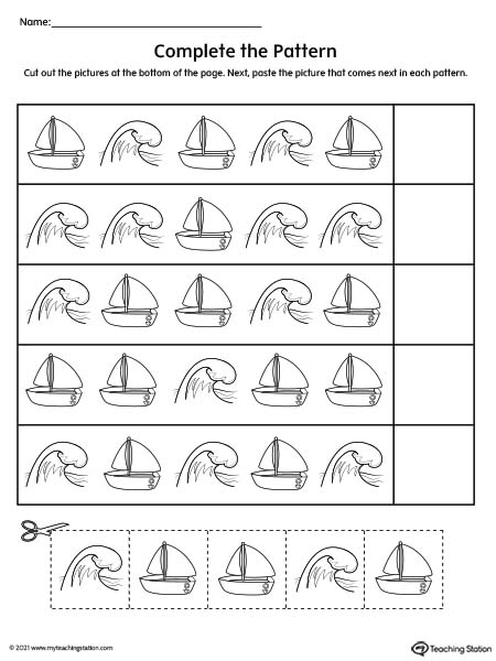 Preschool cut and paste pattern activity.