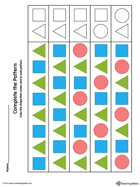 Complete the Shape Pattern (Color)