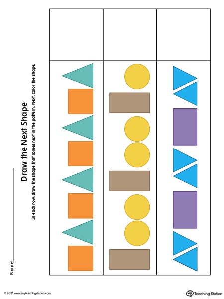 Preschool Shape Pattern Worksheet (Color)