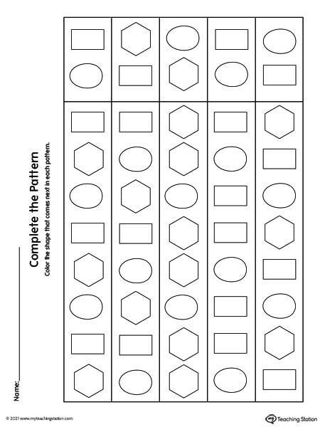 Pre-K complete the pattern worksheet.